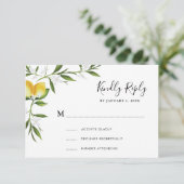 carte de réponse au citron à l'aquarelle (Debout devant)