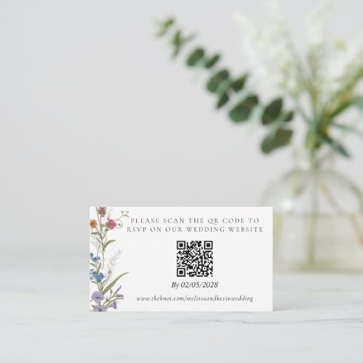 Carte de réponse au code QR de RSVP de mariage (Debout devant)