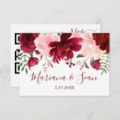 Carte de réponse au code QR du Mariage Floral de B (Devant / Derrière)