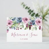 Carte de réponse au code QR du Mariage Floral Vin  (Debout devant)