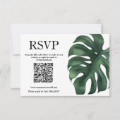 Carte de réponse au code QR Feuille Green Tropical (Devant)