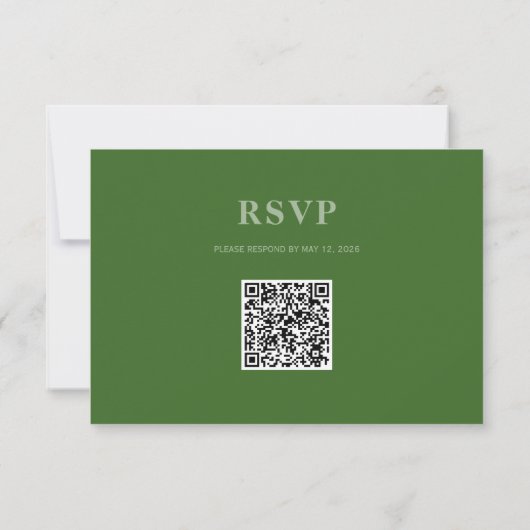 Carte de réponse au code QR RSVP de mariage vert (Dos)