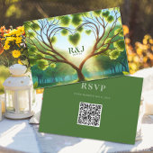 Carte de réponse au code QR RSVP de mariage vert