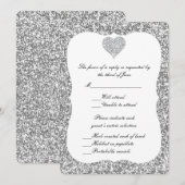 Carte de réponse au coeur en diamant Parties scint (Devant / Derrière)