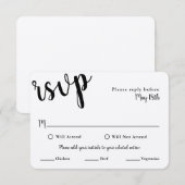 Carte de réponse au mariage avec choix de REPAS (Devant / Derrière)