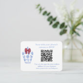 Carte de réponse au mariage avec code QR à carreau (Debout devant)