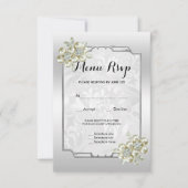 Carte de réponse au mariage avec fleurs élégantes (Devant)