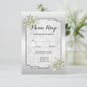 Carte de réponse au mariage avec fleurs élégantes (Debout devant)