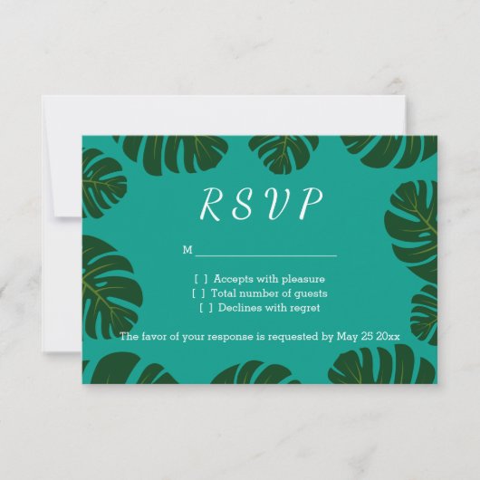 Carte de réponse au mariage de la plage RSVP Monst (Devant)