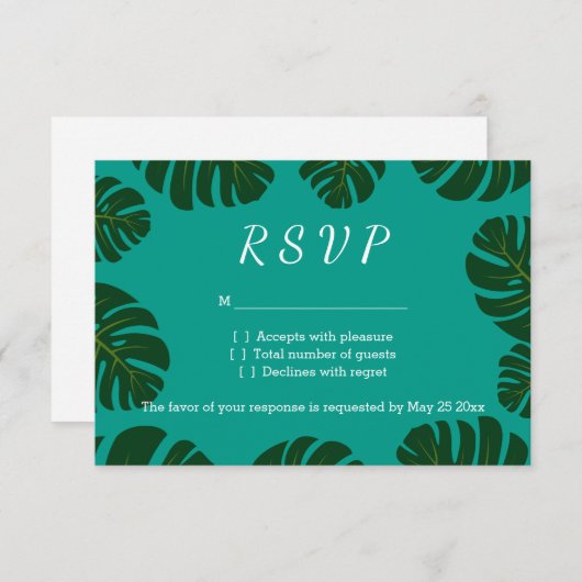 Carte de réponse au mariage de la plage RSVP Monst (Devant / Derrière)