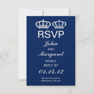Carte de réponse au mariage du couple royal bleu