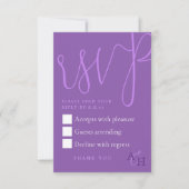 Carte de réponse au mariage violet (Devant)
