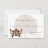 Carte de réponse au monogramme Brown Mariage Arbre (Devant)