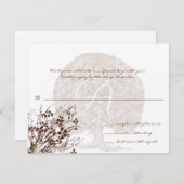 Carte de réponse au monogramme Brown Mariage Arbre (Devant / Derrière)