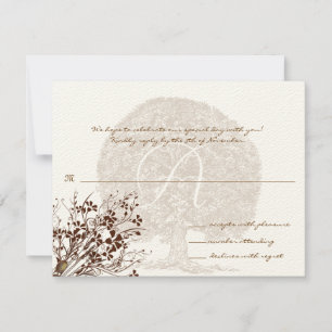 Carte de réponse au monogramme Brown Mariage Arbre