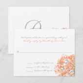 Carte de réponse au monogramme de l'arbre gris cor (Devant / Derrière)