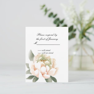 Carte de réponse au pivoine aquarelle