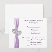 Carte de réponse au ruban de la lavande de coeur p (Devant / Derrière)