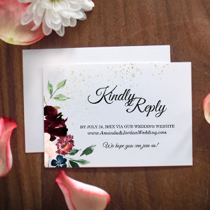 Carte de réponse au site Web de mariage pour la cé