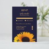 Carte de réponse au tournesol (bleu marine) (Debout devant)