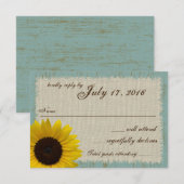 Carte de réponse au tournesol de lin et de bois d' (Devant / Derrière)