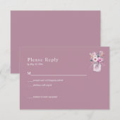 Carte de réponse aux fleurs dans un pot Mason rose (Devant / Derrière)