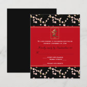 Carte de réponse aux fleurs de cerisier rouges et  (Devant / Derrière)