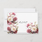 Carte de réponse aux fleurs d'été aquarelle rose b (Devant)