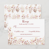 Carte de réponse aux fleurs sauvages Boho (Devant / Derrière)