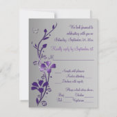 Carte de réponse aux fleurs violettes et grises av (Dos)