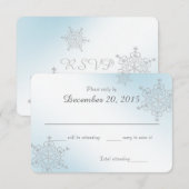 Carte de réponse aux flocons de neige bleu glace (Devant / Derrière)