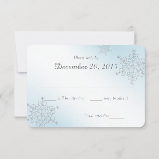 Carte de réponse aux flocons de neige bleu glace (Devant)