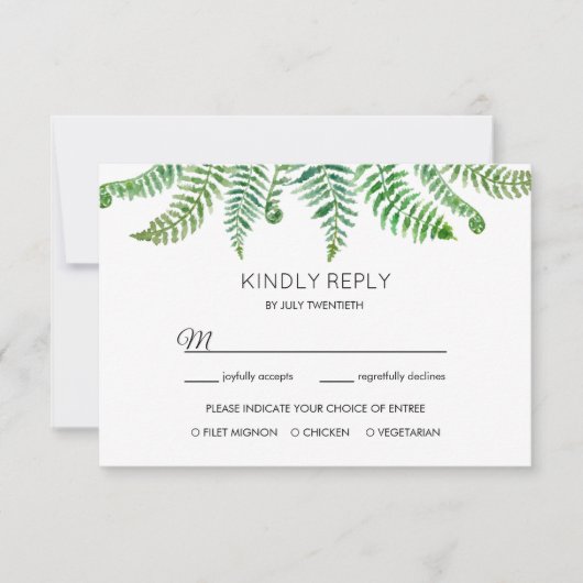 Carte de réponse aux fougères vertes (Devant)