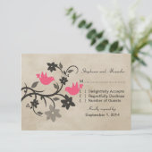 Carte de réponse aux Lovebirds de la flore rose (Debout devant)