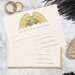 Carte de réponse aux papillons Art déco Art nouvea