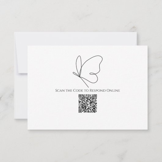 Carte de réponse aux papillons élégants | Code QR (Dos)