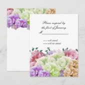 Carte de réponse aux pivoines multicolores (Devant / Derrière)