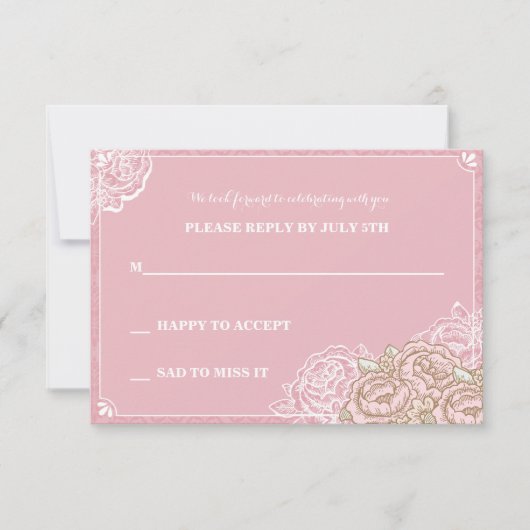 Carte de réponse aux roses de chou vintage (Devant)