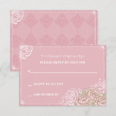 Carte de réponse aux roses de chou vintage (Devant / Derrière)