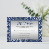 Carte de réponse aux torsades bleu et argent de la (Debout devant)