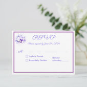 Carte de réponse aux violettes élégantes (Debout devant)