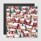 Carte de réponse avec arbre de Noël et village enn (Devant / Derrière)