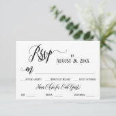 Carte de réponse avec choix de menu et fioritures  (Debout devant)