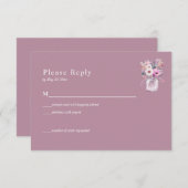 Carte de réponse avec fleurs dans un pot Mason ros (Devant / Derrière)