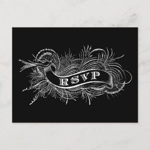 Carte de réponse avec oiseau victorien