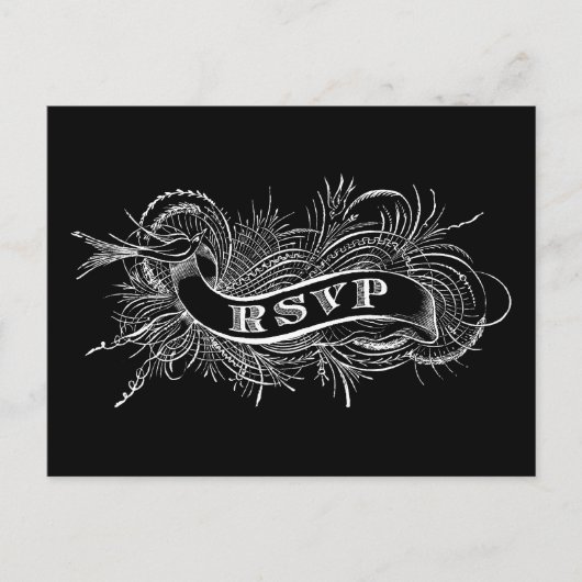 Carte de réponse avec oiseau victorien (Devant)