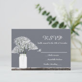 Carte de réponse Baby's Breath dans un pot Mason R (Debout devant)