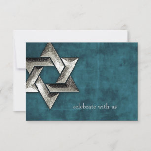 Carte de réponse Barre Mitzvah Turquoise Grunge