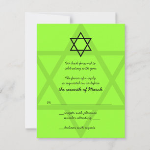 Carte de réponse Barre noire et verte Mitzvah
