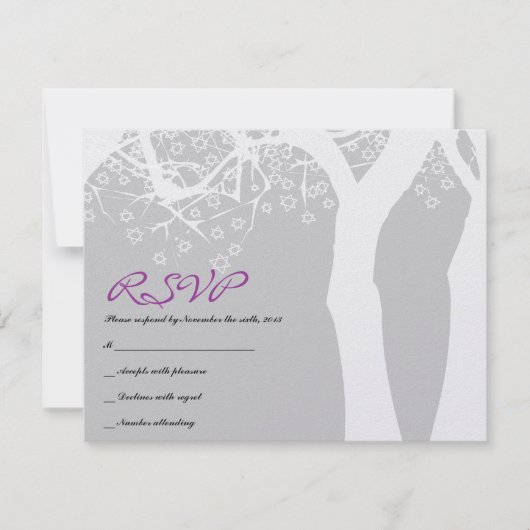 Carte de réponse Bat mitzvah à la barre d'ARBRE ST (Devant)